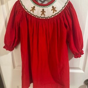 Red Smocked Kids Casual Dress